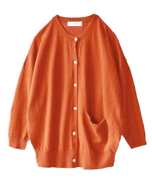 コットンリネン ドロップショルダー カーディガン（カーディガン