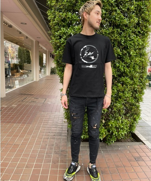 qwerty（クワーティ）の「qwerty (クワーティ) Circle Emboss Hide Como Tシャツ（Tシャツ/カットソー・メンズ・ホワイト/ブラック・MEDIUM/LARGE/X-LARGE）」の9枚目の写真