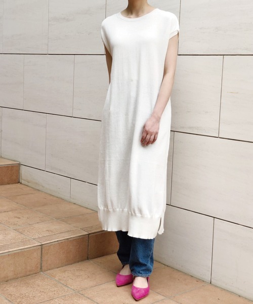 Banner Barrett(バナーバレット)の「コットンニット天竺ワンピース(ワンピース・レディース・ホワイト/ベージュ/ピンク/ブルー・38)」の2枚目の写真