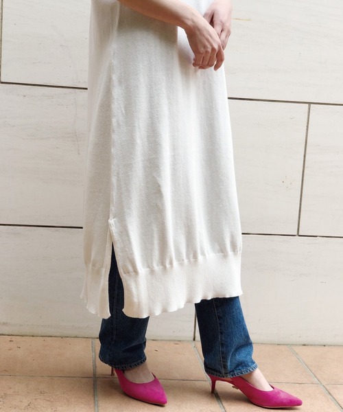 Banner Barrett(バナーバレット)の「コットンニット天竺ワンピース(ワンピース・レディース・ホワイト/ベージュ/ピンク/ブルー・38)」の11枚目の写真