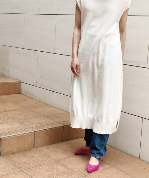 Banner Barrett(バナーバレット)の「コットンニット天竺ワンピース(ワンピース・レディース・ホワイト/ベージュ/ピンク/ブルー・38)」の13枚目の写真