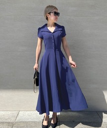 スクエアカラー フレアワンピース