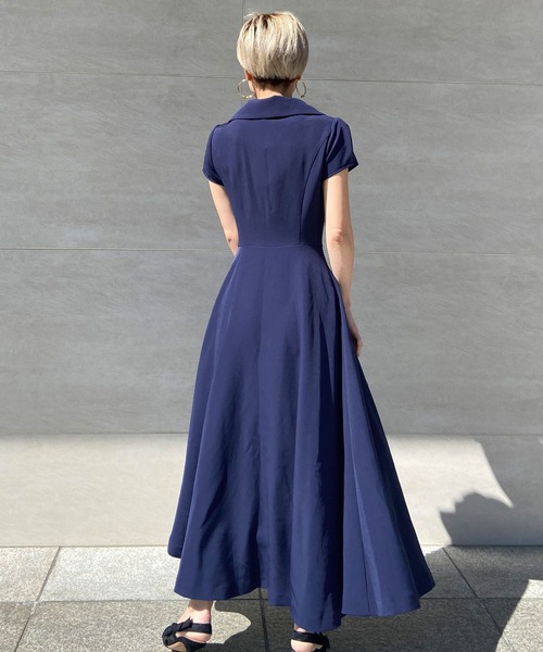JENNE（ジェンヌ）の「スクエアカラー　フレアワンピース（ワンピース・レディース・ネイビー・SMALL/MEDIUM/LARGE）」の5枚目の写真