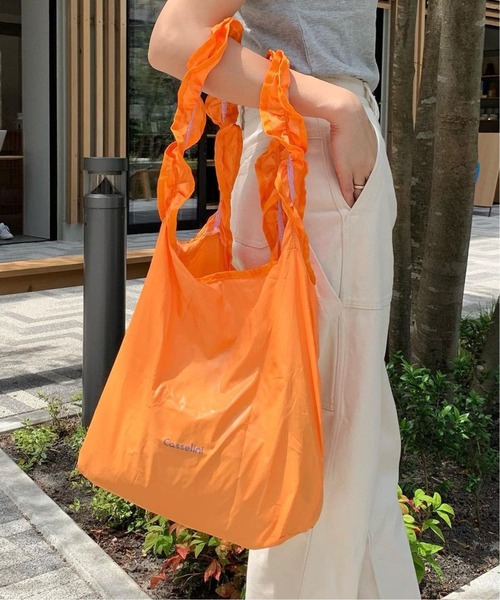 Casselini（キャセリーニ）の「【CASSELINI/キャセリーニ】SHOPフリルエコバッグ（エコバッグ/サブバッグ・レディース・ライトブルー/ブラック/ピンク/イエロー/オレンジ/アーミー・FREE）」の6枚目の写真