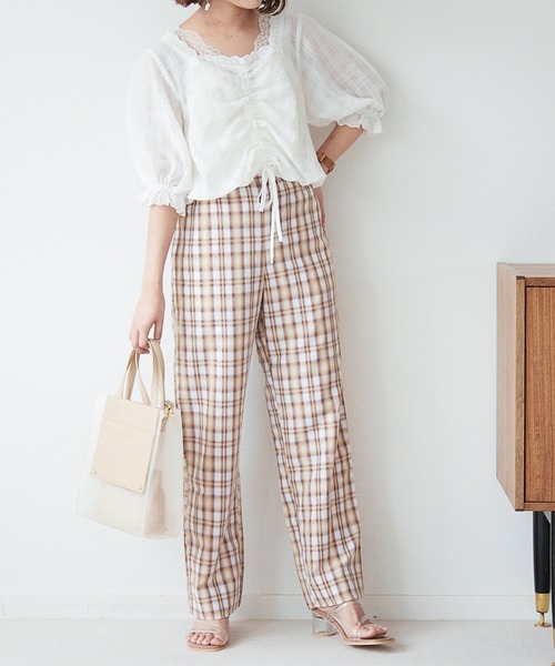 Heather（ヘザー）の「チェックガライージーパンツ　956609（その他パンツ・レディース・グリーン系/ブラウン系/ブラック系・FREE）」の7枚目の写真