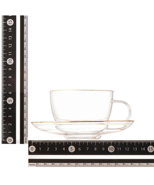 クリアガラス カップ＆ソーサー ゴールド（グラス/マグカップ