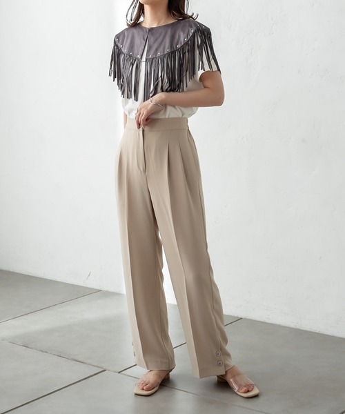 mystic(ミスティック)の「フリンジ付け衿(付け襟・レディース・チャコールグレー/ベージュ・FREE)」の15枚目の写真