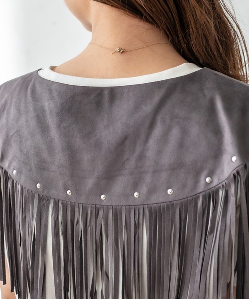 mystic(ミスティック)の「フリンジ付け衿(付け襟・レディース・チャコールグレー/ベージュ・FREE)」の16枚目の写真