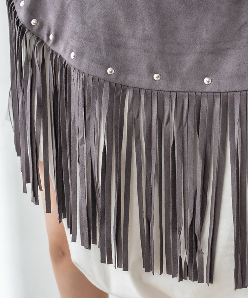 mystic(ミスティック)の「フリンジ付け衿(付け襟・レディース・チャコールグレー/ベージュ・FREE)」の10枚目の写真