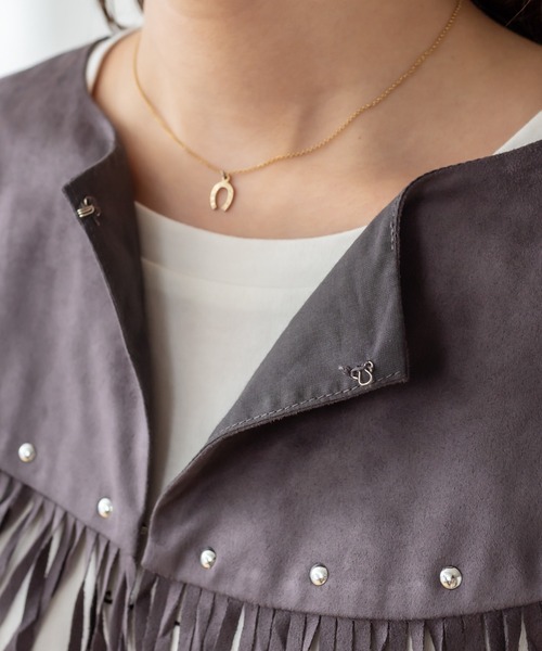 mystic(ミスティック)の「フリンジ付け衿(付け襟・レディース・チャコールグレー/ベージュ・FREE)」の12枚目の写真