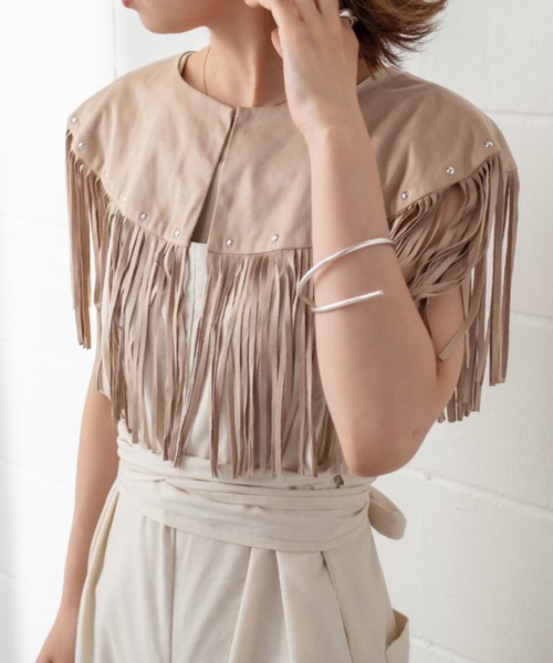mystic(ミスティック)の「フリンジ付け衿(付け襟・レディース・チャコールグレー/ベージュ・FREE)」の20枚目の写真