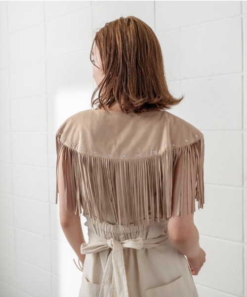 mystic(ミスティック)の「フリンジ付け衿(付け襟・レディース・チャコールグレー/ベージュ・FREE)」の19枚目の写真