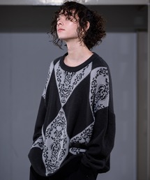 CASPER JOHN | Argyle Batik Knit/アーガイルバティックニット(ニット/セーター)