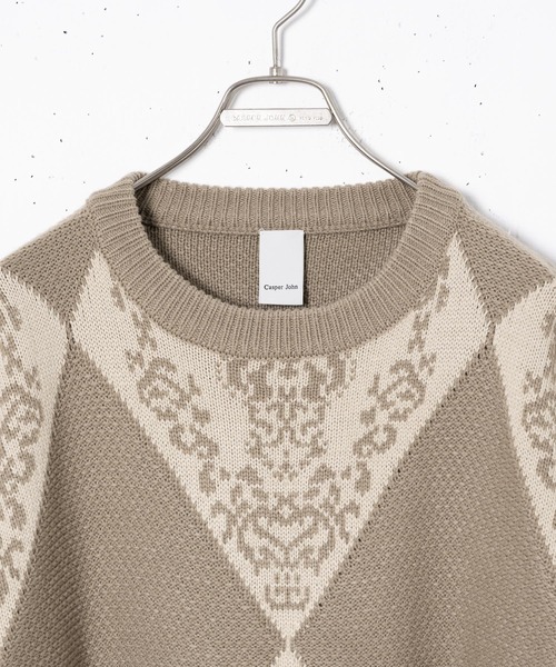 CASPER JOHN（キャスパージョン）の「Argyle Batik Knit/アーガイルバティックニット（ニット/セーター・メンズ・チャコールグレー/ベージュ・SMALL/MEDIUM/LARGE）」の19枚目の写真