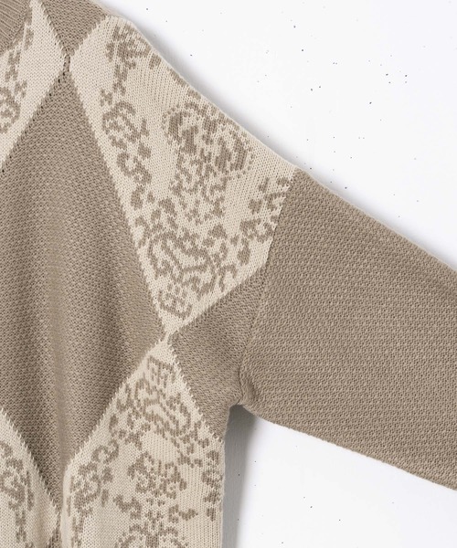 CASPER JOHN（キャスパージョン）の「Argyle Batik Knit/アーガイルバティックニット（ニット/セーター・メンズ・チャコールグレー/ベージュ・SMALL/MEDIUM/LARGE）」の20枚目の写真