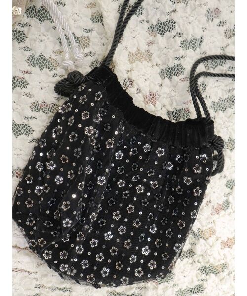 merry jenny（メリージェニー）の「flowerスパンコールポシェット（ショルダーバッグ・レディース・ブラック/ベージュ・FREE）」の8枚目の写真