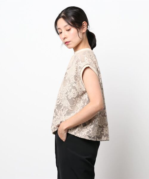 Three Four Time(スリーフォータイム)の「レースバックテーププルオーバー(Tシャツ/カットソー・レディース・ブラック/ベージュ・ONE SIZE)」の4枚目の写真