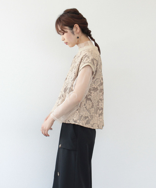 Three Four Time(スリーフォータイム)の「レースバックテーププルオーバー(Tシャツ/カットソー・レディース・ブラック/ベージュ・ONE SIZE)」の5枚目の写真