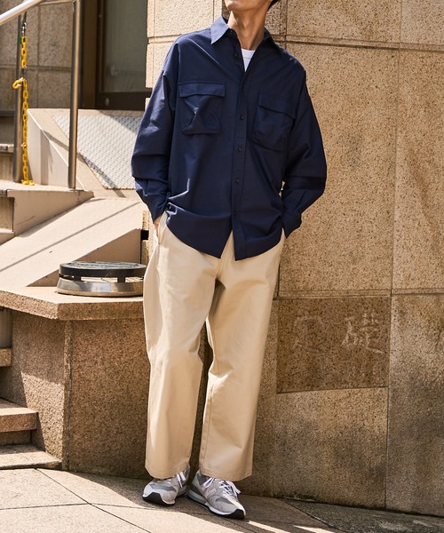 PUBLUX（パブリュクス）の「【PUBLUX/パブリュクス】ビッグシルエット CPOシャツ/オーバーサイズシャツ（シャツ/ブラウス・メンズ・ホワイト/ネイビー/サックスブルー・マルチサイズ）」の5枚目の写真