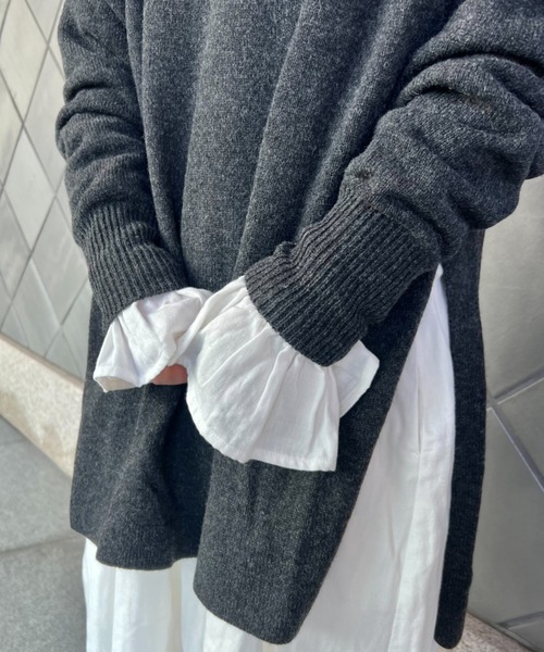 fukuu(フクウ)の「【セットアップ対応可】 リサイクルウール サイドスリットニットトップス(その他トップス・レディース・ブラウン/チャコールグレー/ライム・FREE)」の15枚目の写真