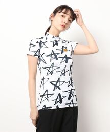 Loudmouth（ラウドマウス）の「LOUDMOUTH/ラウドマウス ゴルフウェア 総柄 吸汗速乾 UVカット モックネック 半袖 Tシャツ（Tシャツ/カットソー）」