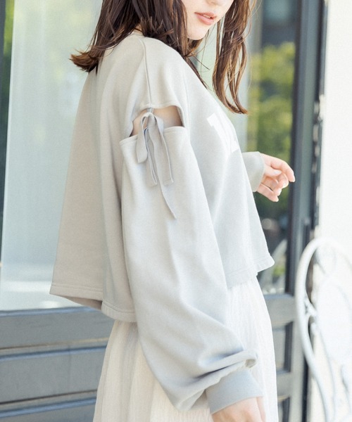 OLIVE des OLIVE（オリーブデオリーブ）の「肩開き裏毛プルオーバー（スウェット・レディース・アイボリー/ブラウン/ミント・FREE）」の5枚目の写真