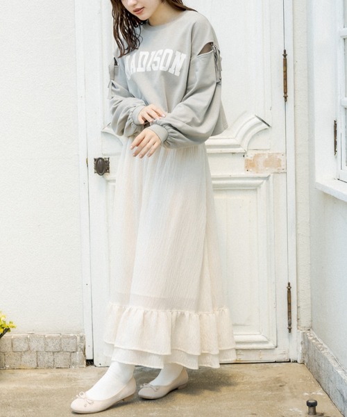 OLIVE des OLIVE（オリーブデオリーブ）の「肩開き裏毛プルオーバー（スウェット・レディース・アイボリー/ブラウン/ミント・FREE）」の6枚目の写真