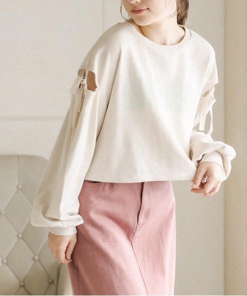 OLIVE des OLIVE（オリーブデオリーブ）の「肩開き裏毛プルオーバー（スウェット・レディース・アイボリー/ブラウン/ミント・FREE）」の7枚目の写真