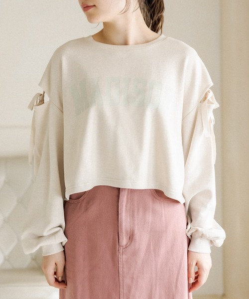 OLIVE des OLIVE（オリーブデオリーブ）の「肩開き裏毛プルオーバー（スウェット・レディース・アイボリー/ブラウン/ミント・FREE）」の13枚目の写真