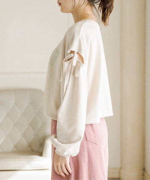 OLIVE des OLIVE（オリーブデオリーブ）の「肩開き裏毛プルオーバー（スウェット・レディース・アイボリー/ブラウン/ミント・FREE）」の14枚目の写真