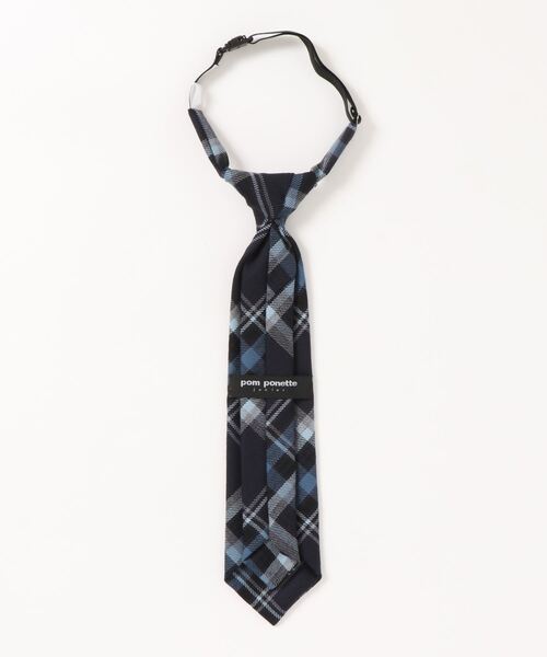 pom ponette junior（ポンポネットジュニア）の「綾織チェックネクタイ（ネクタイ・キッズ・ネイビー/ダークブルー・FREE）」の3枚目の写真