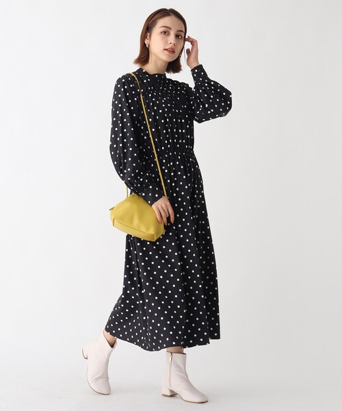 AG by aquagirl（エージーバイアクアガール）の「◆ポルカドットギャザーワンピース【WEB限定サイズ】（ワンピース・レディース・ブラック系/グリーン系その他2/ライトパープル・36/38/40）」の2枚目の写真