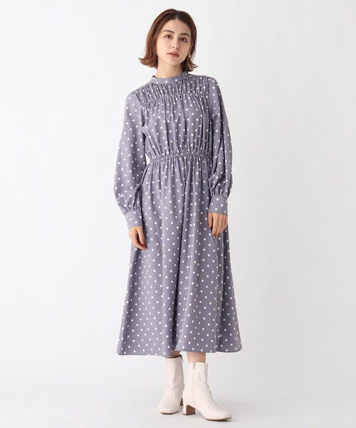 AG by aquagirl（エージーバイアクアガール）の「◆ポルカドットギャザーワンピース【WEB限定サイズ】（ワンピース・レディース・ブラック系/グリーン系その他2/ライトパープル・36/38/40）」の3枚目の写真