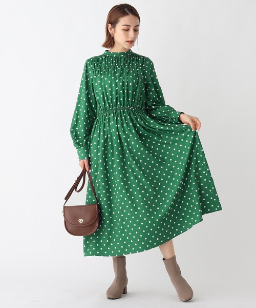 AG by aquagirl（エージーバイアクアガール）の「◆ポルカドットギャザーワンピース【WEB限定サイズ】（ワンピース・レディース・ブラック系/グリーン系その他2/ライトパープル・36/38/40）」の10枚目の写真