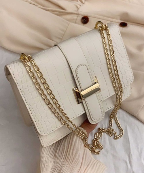 LUGG NAGG（ラグナグ）の「クロコ風フロントベルトショルダーバッグ（ショルダーバッグ・レディース・ブラウン/ライトグリーン/ブラック/オフホワイト・FREE）」の2枚目の写真