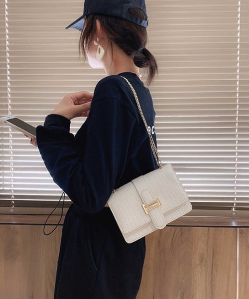 LUGG NAGG（ラグナグ）の「クロコ風フロントベルトショルダーバッグ（ショルダーバッグ・レディース・ブラウン/ライトグリーン/ブラック/オフホワイト・FREE）」の7枚目の写真