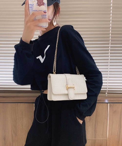 LUGG NAGG（ラグナグ）の「クロコ風フロントベルトショルダーバッグ（ショルダーバッグ・レディース・ブラウン/ライトグリーン/ブラック/オフホワイト・FREE）」の12枚目の写真