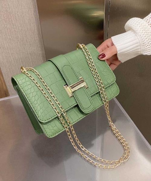 LUGG NAGG（ラグナグ）の「クロコ風フロントベルトショルダーバッグ（ショルダーバッグ・レディース・ブラウン/ライトグリーン/ブラック/オフホワイト・FREE）」の5枚目の写真