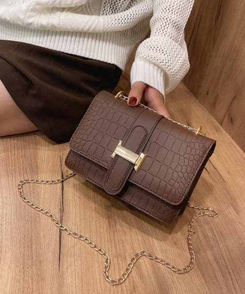 LUGG NAGG（ラグナグ）の「クロコ風フロントベルトショルダーバッグ（ショルダーバッグ・レディース・ブラウン/ライトグリーン/ブラック/オフホワイト・FREE）」の11枚目の写真