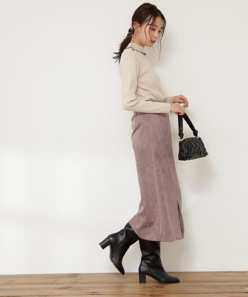 N.（N. Natural Beauty Basic）（エヌエヌナチュラルビューティーベーシック）の「◆メロウハイネックリブニット（ニット/セーター・レディース・ブラック/オフホワイト/ブルー・MEDIUM）」の8枚目の写真