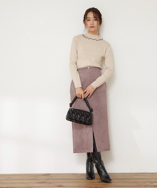 N.（N. Natural Beauty Basic）（エヌエヌナチュラルビューティーベーシック）の「◆メロウハイネックリブニット（ニット/セーター・レディース・ブラック/オフホワイト/ブルー・MEDIUM）」の5枚目の写真