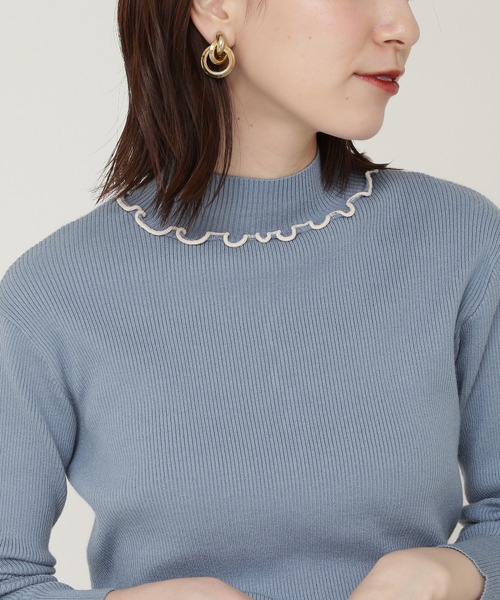 N.（N. Natural Beauty Basic）（エヌエヌナチュラルビューティーベーシック）の「◆メロウハイネックリブニット（ニット/セーター・レディース・ブラック/オフホワイト/ブルー・MEDIUM）」の12枚目の写真