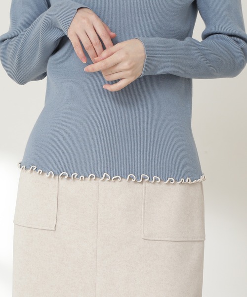 N.（N. Natural Beauty Basic）（エヌエヌナチュラルビューティーベーシック）の「◆メロウハイネックリブニット（ニット/セーター・レディース・ブラック/オフホワイト/ブルー・MEDIUM）」の14枚目の写真