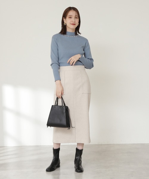 N.（N. Natural Beauty Basic）（エヌエヌナチュラルビューティーベーシック）の「◆メロウハイネックリブニット（ニット/セーター・レディース・ブラック/オフホワイト/ブルー・MEDIUM）」の10枚目の写真