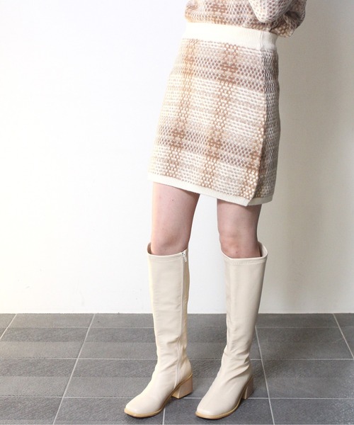 one way（ワンウェイ）の「【oneway】チェックツイードニットスカート（スカート・レディース・ホワイト/ブラック/ベージュ・FREE）」の5枚目の写真