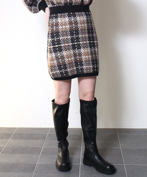 one way（ワンウェイ）の「【oneway】チェックツイードニットスカート（スカート・レディース・ホワイト/ブラック/ベージュ・FREE）」の10枚目の写真