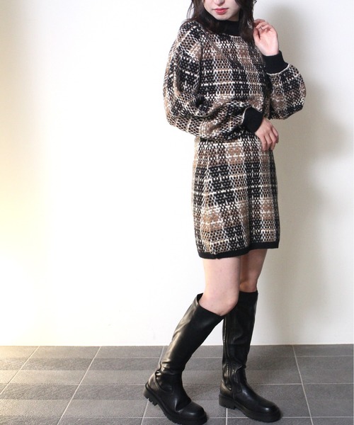 one way（ワンウェイ）の「【oneway】チェックツイードニットスカート（スカート・レディース・ホワイト/ブラック/ベージュ・FREE）」の12枚目の写真