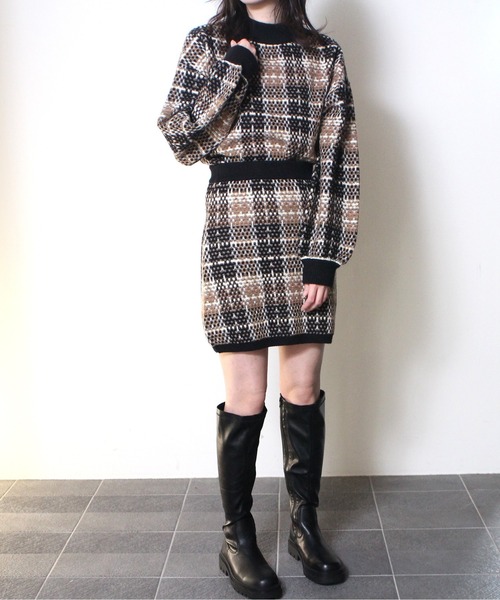one way（ワンウェイ）の「【oneway】チェックツイードニットスカート（スカート・レディース・ホワイト/ブラック/ベージュ・FREE）」の13枚目の写真