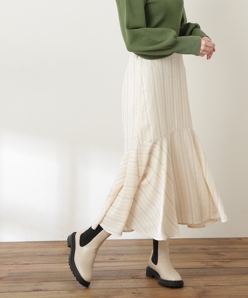 N.(N. Natural Beauty Basic)(エヌエヌナチュラルビューティーベーシック)の「◆フレアヘムロングスカート(スカート・レディース・オフホワイト/ブルー/オレンジ・MEDIUM)」の2枚目の写真