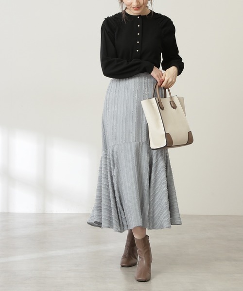 N.(N. Natural Beauty Basic)(エヌエヌナチュラルビューティーベーシック)の「◆フレアヘムロングスカート(スカート・レディース・オフホワイト/ブルー/オレンジ・MEDIUM)」の3枚目の写真